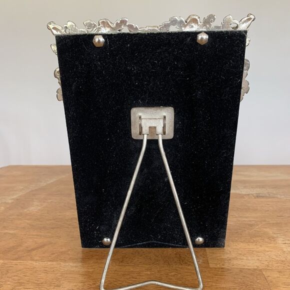 ORNATE VINTAGE VICTORIAN HAND PAINTED ROSES EASEL SILVER‎ PLATE VANITY MIRROR - Picture 2 of 8